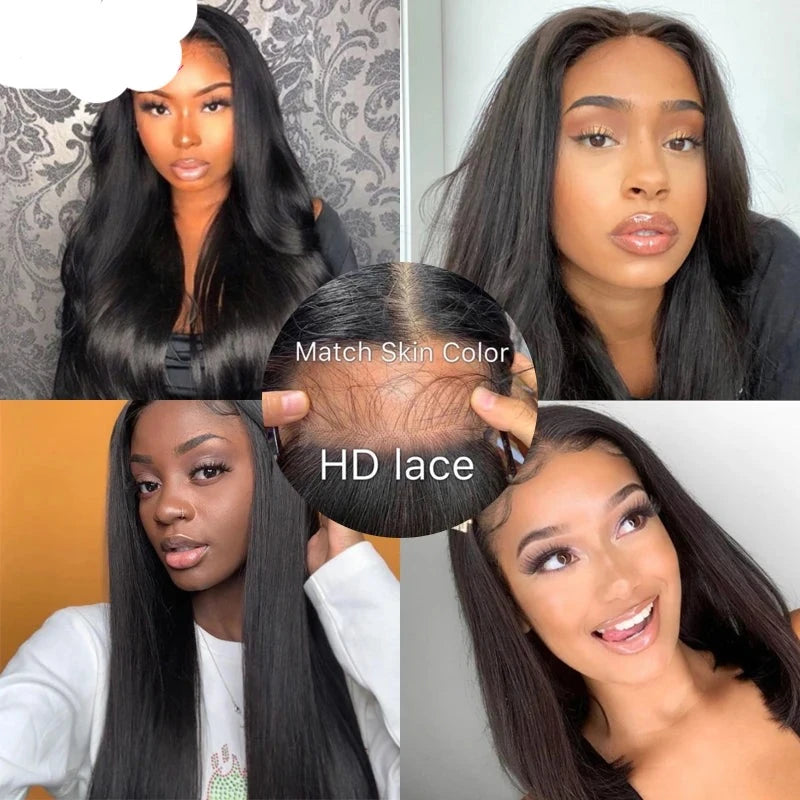 5x5 HD Lace Closure With Bundle Brazilian Straight 3 Bundles With 5x5 Lace Closure Human Hair Can Be Dye and Bleached Any Color - Alcoholic Hair