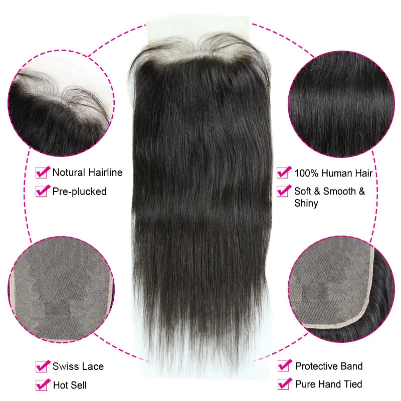 6x6 HD Lace Closure Brazilian Straight Virgin Hair 5x5 Transparent Lace Closure Prepluncked Closure Unprocessed Extensions Hair - Alcoholic Hair