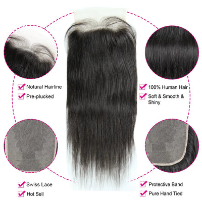 6x6 HD Lace Closure Brazilian Straight Virgin Hair 5x5 Transparent Lace Closure Prepluncked Closure Unprocessed Extensions Hair - Alcoholic Hair