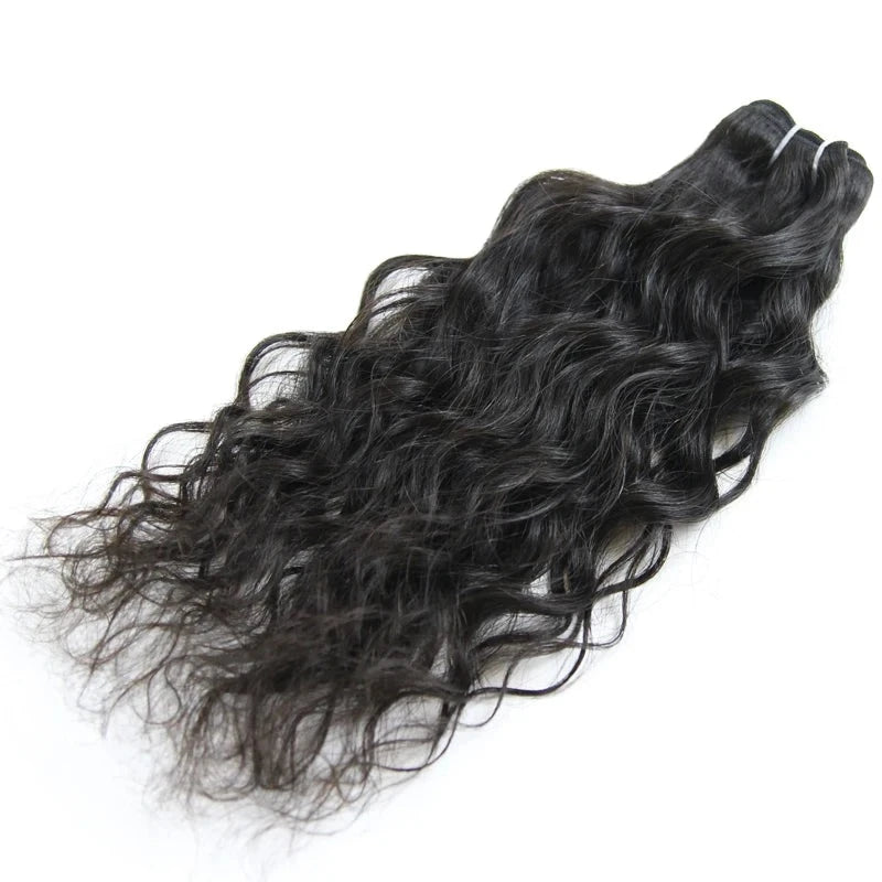 Indian Raw Hair - Water Wave Hair Bundles - 100% Natural Human Hair - 30 Inch Bundles - Double Weft - Alcoholic Hair