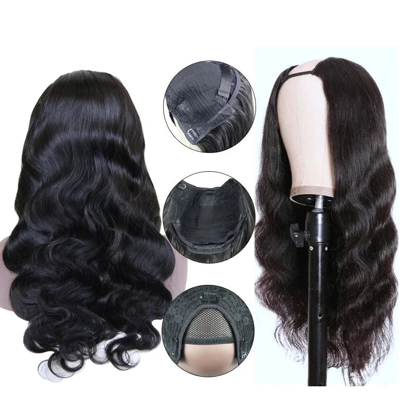 Berrys Fashion 30inch U Part Wig Brazilian Body Wave 200% Virgin Hair Wig For Women Glueless Human Hair Wigs Can Be Permed & Dye - Alcoholic Hair