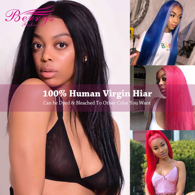 Berrys Fashion Straight 3 Bundles With 13x6 Frontal 10-28inch Nature Color Brazilian Virgin Hair Unprocessed Human Hair Weave - Alcoholic Hair