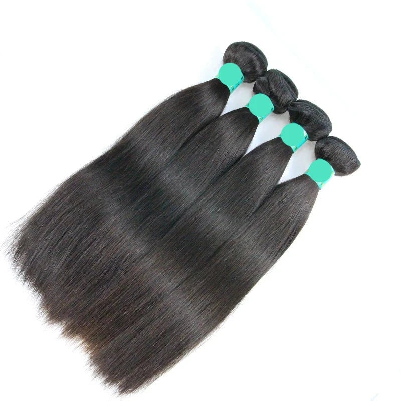 Berrys Fashion Straight 3 Bundles With 6x6 Lace Closure Brazilian Virgin Hair 10-28inch Nature Color 100% Human Hair 5x5 Lace - Alcoholic Hair
