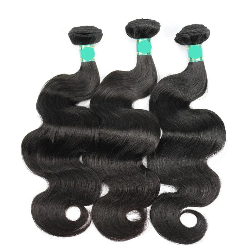 Peruvian Body Wave - 3 Bundles with Frontal - 100% Human Hair Extension, 10-28 inches - Alcoholic Hair