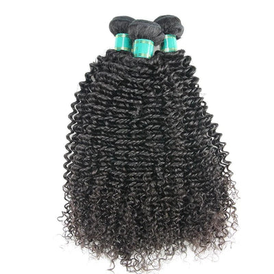 Brazilian Virgin Hair Kinky Curly Human Hair 3 PCS Bundles with Closure 4x4 Unprocessed Hair Weave Berrys Fashion - Alcoholic Hair