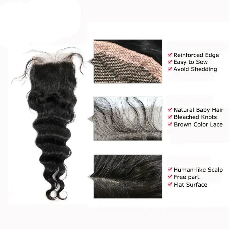 Berrys Fashion Loose  Wave Bundles With 4x4/5x5/6x6 Closure Peruvian Virgin Hair 100% Human Hair Unprocessed Hair Weft 10-28inch - Alcoholic Hair