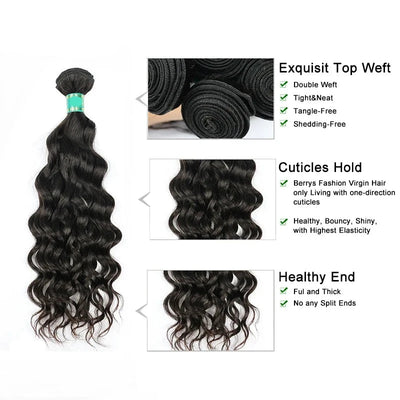Berrys Fashion Water Wave Long Hair 10-28Inch Indian Virgin Hair 100% Unprocessed Human Hair Extensions Natural Color - Alcoholic Hair
