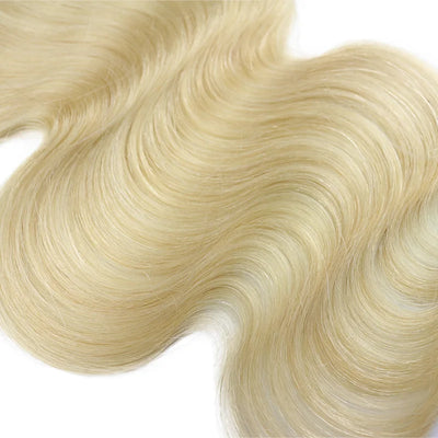[Berrys Fashion] 613 Brazilian Lace Closure Body Wave Human Hair Bundles Blonde Remy Hair Extensions with Baby Hair Free Part - Alcoholic Hair