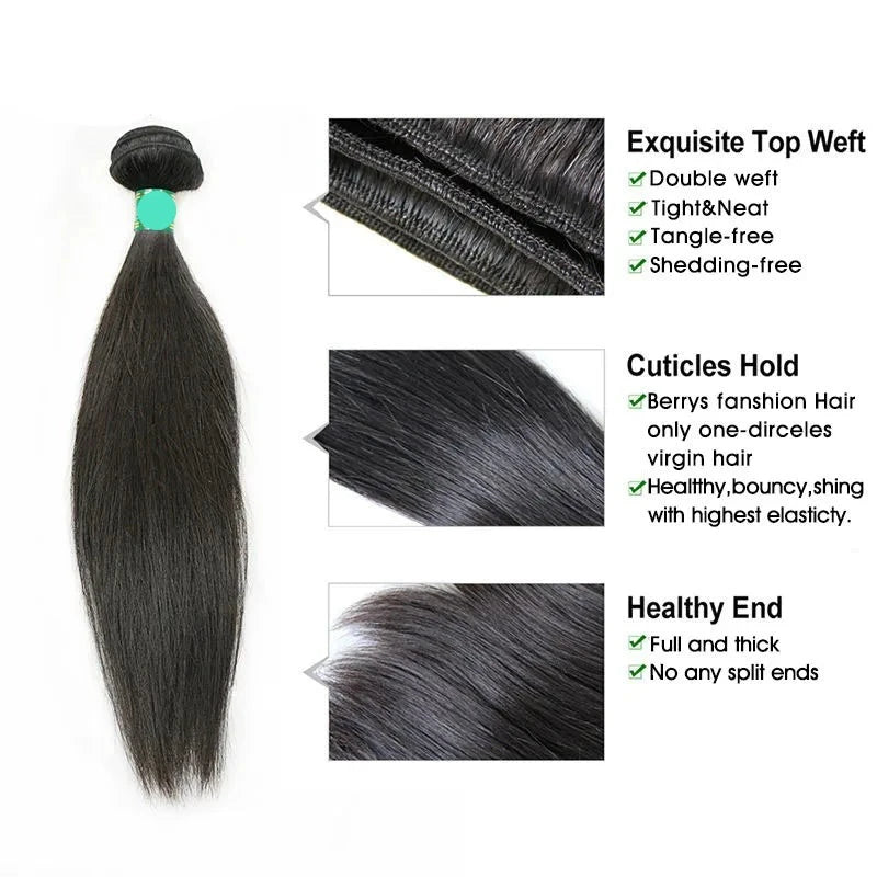 Brazilian Straight Hair Bundles - 8 to 30 inches - 4 Bundle Deal - Alcoholic Hair