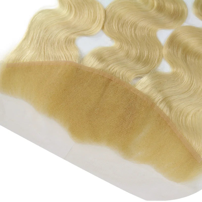[Berrys Fashion] Blonde Lace Frontal  13x4 Brazilian body wave Color 613 Human hair with Baby Hair Frontal Remy Hair Extensions - Alcoholic Hair
