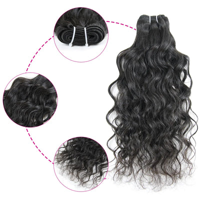 Indian Raw Hair - Water Wave Hair Bundles - 100% Natural Human Hair - 30 Inch Bundles - Double Weft - Alcoholic Hair