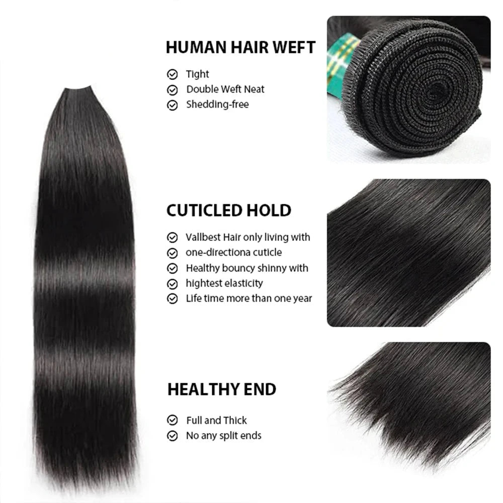 Fast Shipping 3-4 Days Brazilian Virgin Hair Straight Hair Extensions 3 Bundles Deal 8-34Inch Double Machines Weft Natural Color - Alcoholic Hair