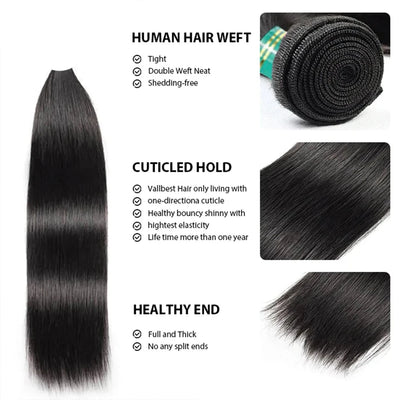 Fast Shipping 3-4 Days Brazilian Virgin Hair Straight Hair Extensions 3 Bundles Deal 8-34Inch Double Machines Weft Natural Color - Alcoholic Hair