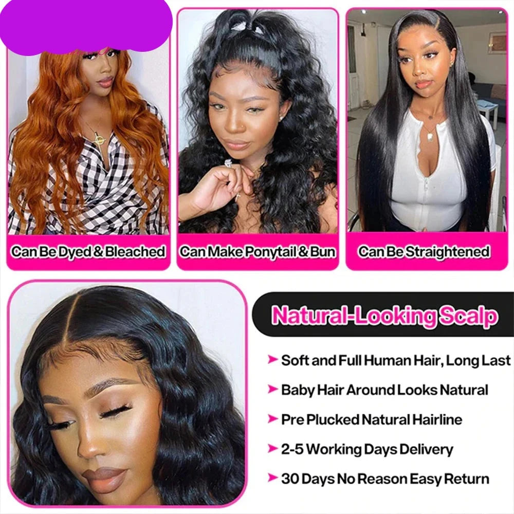 Brazilian Human Hair Wigs - Body Wave - 13x6 HD Lace Frontal Wig - 13x4 HD Lace Frontal Wig - 4x4 Lace Closure Wig - Alcoholic Hair