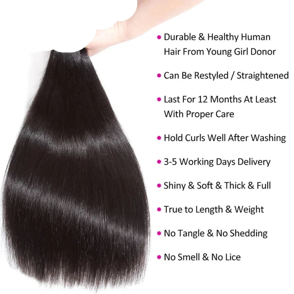 Fast Shipping 3-4 Days Brazilian Virgin Hair Straight Hair Extensions 3 Bundles Deal 8-34Inch Double Machines Weft Natural Color - Alcoholic Hair