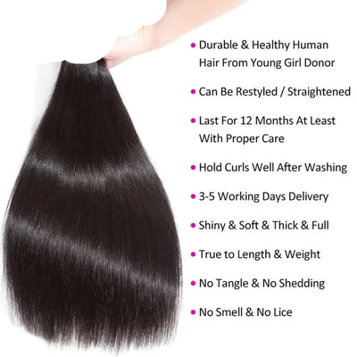 Fast Shipping 3-4 Days Brazilian Virgin Hair Straight Hair Extensions 3 Bundles Deal 8-34Inch Double Machines Weft Natural Color - Alcoholic Hair