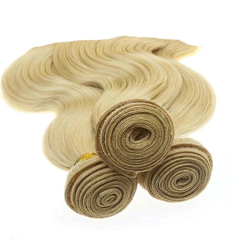 Brazilian Hair Weave Bundles Body Wave - 1/3/4 30inch 613 Blonde Hair Extension - 100% Virgin Human Hair - Double Weave - Alcoholic Hair