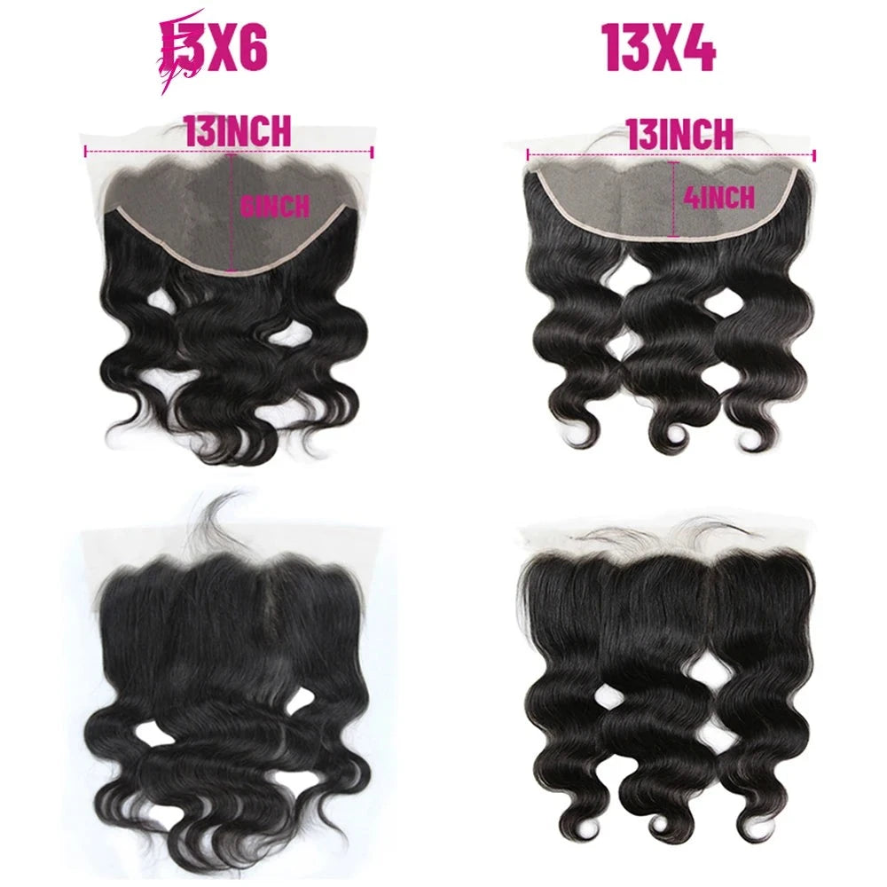 Brazilian Body Wave Bundles - 13x6 Lace Frontal - 10-28 inches - 13x4 Lace - Alcoholic Hair
