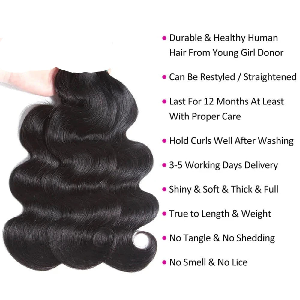 Fast Shipping 3-4 Days Body Wave Human Hair Bundles 10-32inch Brazilian Virgin Hair 3 Bundles Deal Unprocessed Human Hair Weft - Alcoholic Hair