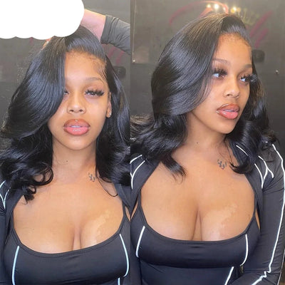 Berrys Fashion Hair Body Wave Short Bob Wig 150% 13x4 Transparent Lace Frontal Human Hair Wig 5x5 Lace Closure Wigs For Women - Alcoholic Hair