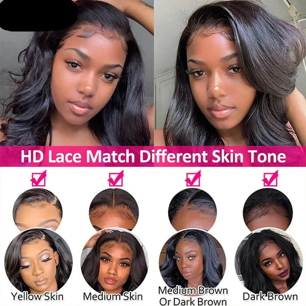 Berrys Fashion 13x6 HD Lace Frontal Straight 13x4 Invisible Transparent Lace Front Virgin Hair With 4x4 HD Closure Melt Skins - Alcoholic Hair