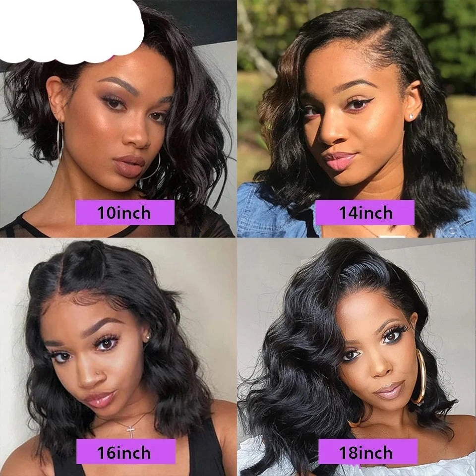 Berrys Fashion Hair Body Wave Short Bob Wig 150% 13x4 Transparent Lace Frontal Human Hair Wig 5x5 Lace Closure Wigs For Women - Alcoholic Hair