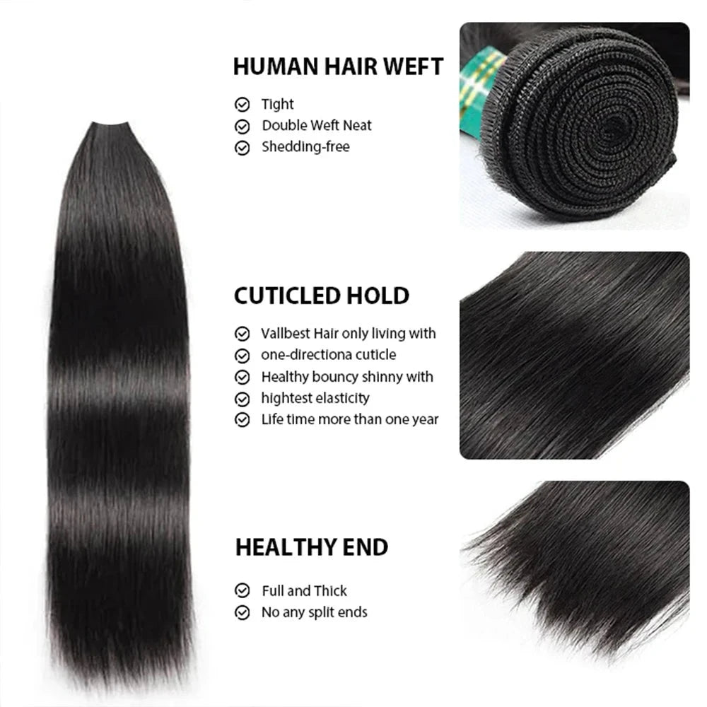 Berrys Fashion Straight 3 Bundles With 13x6 Frontal 10-28inch Nature Color Brazilian Virgin Hair Unprocessed Human Hair Weave - Alcoholic Hair