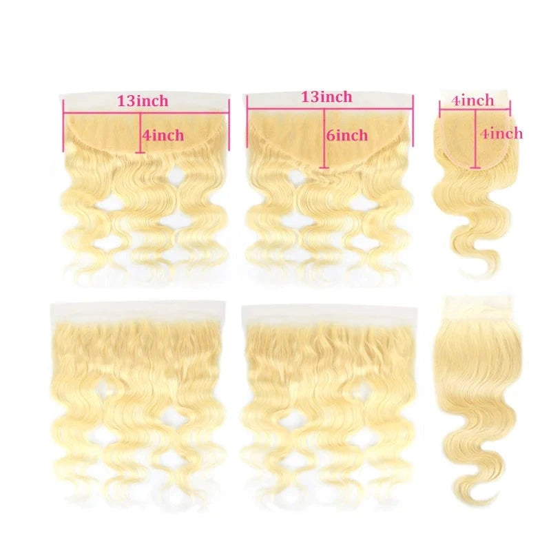Brazilian Human Hair -  Body Wave Lace Frontal 13x4 w/ Baby Hair - 13x6 Lace Frontal 613 Blonde - - Alcoholic Hair