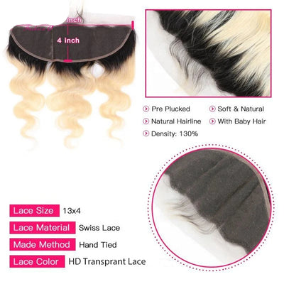 Berrys Fashion T1B/613 Color 13x6 Frontal Human Hair Melt Skins 12-22Inch Body Wave13x4 Invisible Tranparent Lace Frontal Hair - Alcoholic Hair