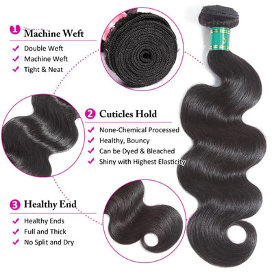 Fast Shipping 3-4 Days Body Wave Human Hair Bundles 10-32inch Brazilian Virgin Hair 3 Bundles Deal Unprocessed Human Hair Weft - Alcoholic Hair