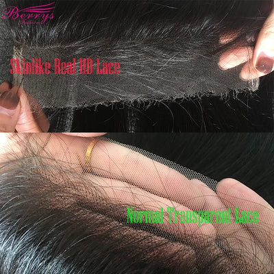 Berrys Fashion Hair Real HD Full Frontal 13x6 13x4 Invisible Melt Skin Lace Transparent 6x6 7x7 Closure Raw Human Straight Hair - Alcoholic Hair