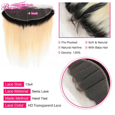 T1B/613 Color 13x6 Frontal Human Hair Melt Skins Straight 13x4 Invisible Tranparent Lace Frontal Berrys Fashion Hair - Alcoholic Hair