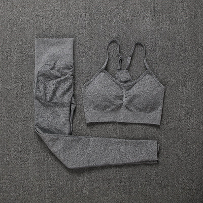 CHRLEISURE 2/3/4 Piece Gym Yoga Set Women Seamless Sportswear Outfits Workout Fitness Shorts for Female Sports Leggings Suit - Alcoholic Hair