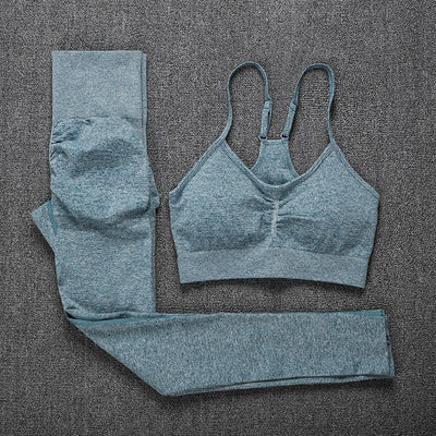 CHRLEISURE 2/3/4 Piece Gym Yoga Set Women Seamless Sportswear Outfits Workout Fitness Shorts for Female Sports Leggings Suit - Alcoholic Hair