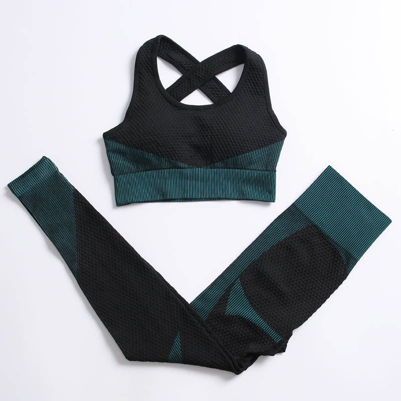 AH - 3 PCS Fitness Sport Wear Leggings, Support Bra, and Cropped Jacket - Alcoholic Hair