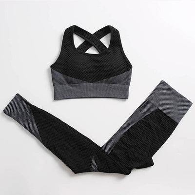 AH - 3 PCS Fitness Sport Wear Leggings, Support Bra, and Cropped Jacket - Alcoholic Hair