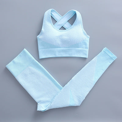 AH - 3 PCS Fitness Sport Wear Leggings, Support Bra, and Cropped Jacket - Alcoholic Hair