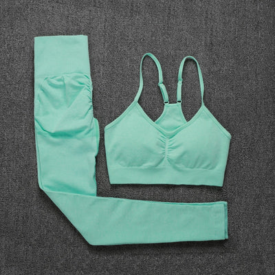 CHRLEISURE 2/3/4 Piece Gym Yoga Set Women Seamless Sportswear Outfits Workout Fitness Shorts for Female Sports Leggings Suit - Alcoholic Hair