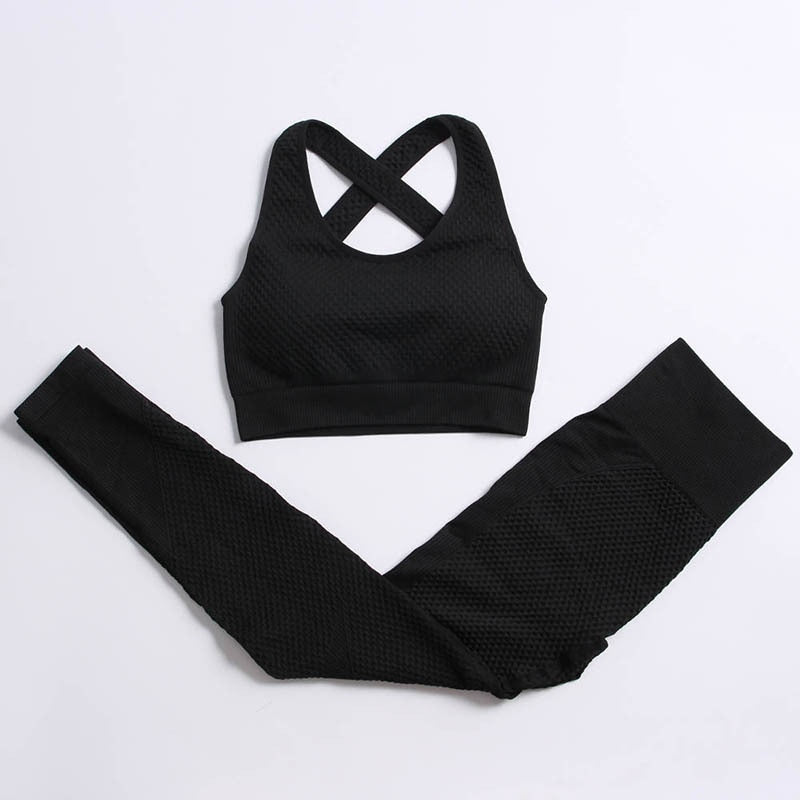 AH - 3 PCS Fitness Sport Wear Leggings, Support Bra, and Cropped Jacket - Alcoholic Hair