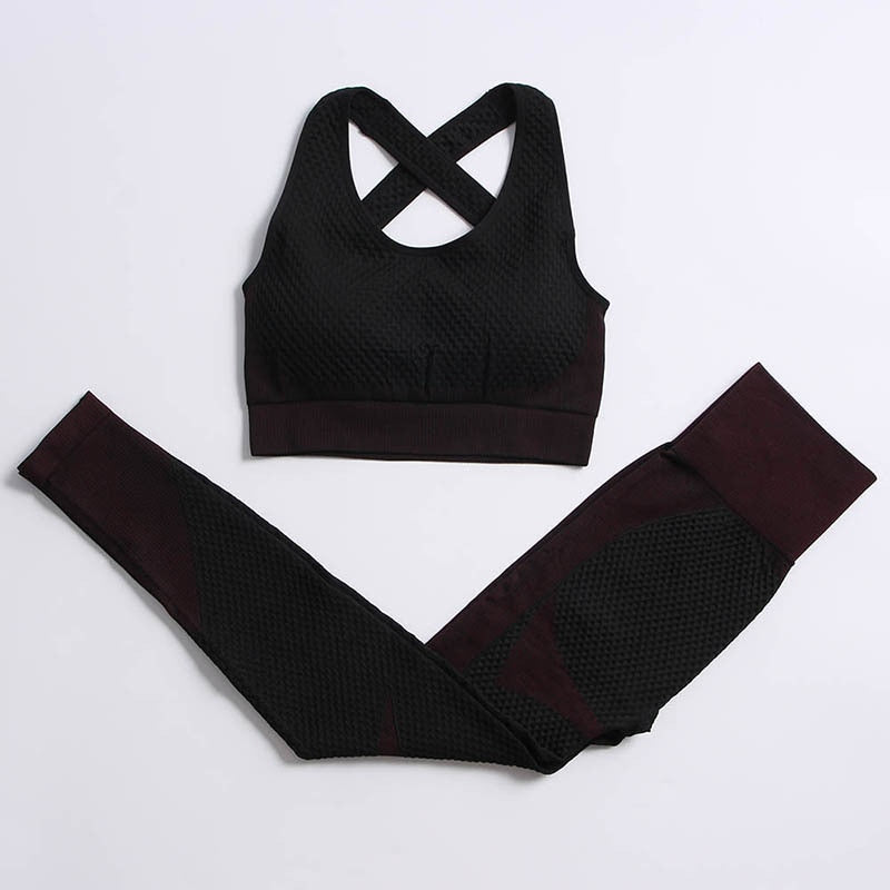 AH - 3 PCS Fitness Sport Wear Leggings, Support Bra, and Cropped Jacket - Alcoholic Hair